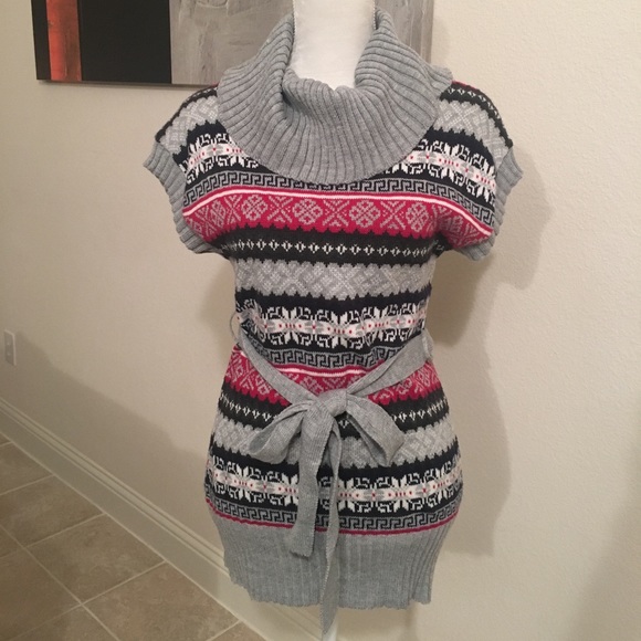 Heather grey cowl neck sweater dress - Picture 1 of 3